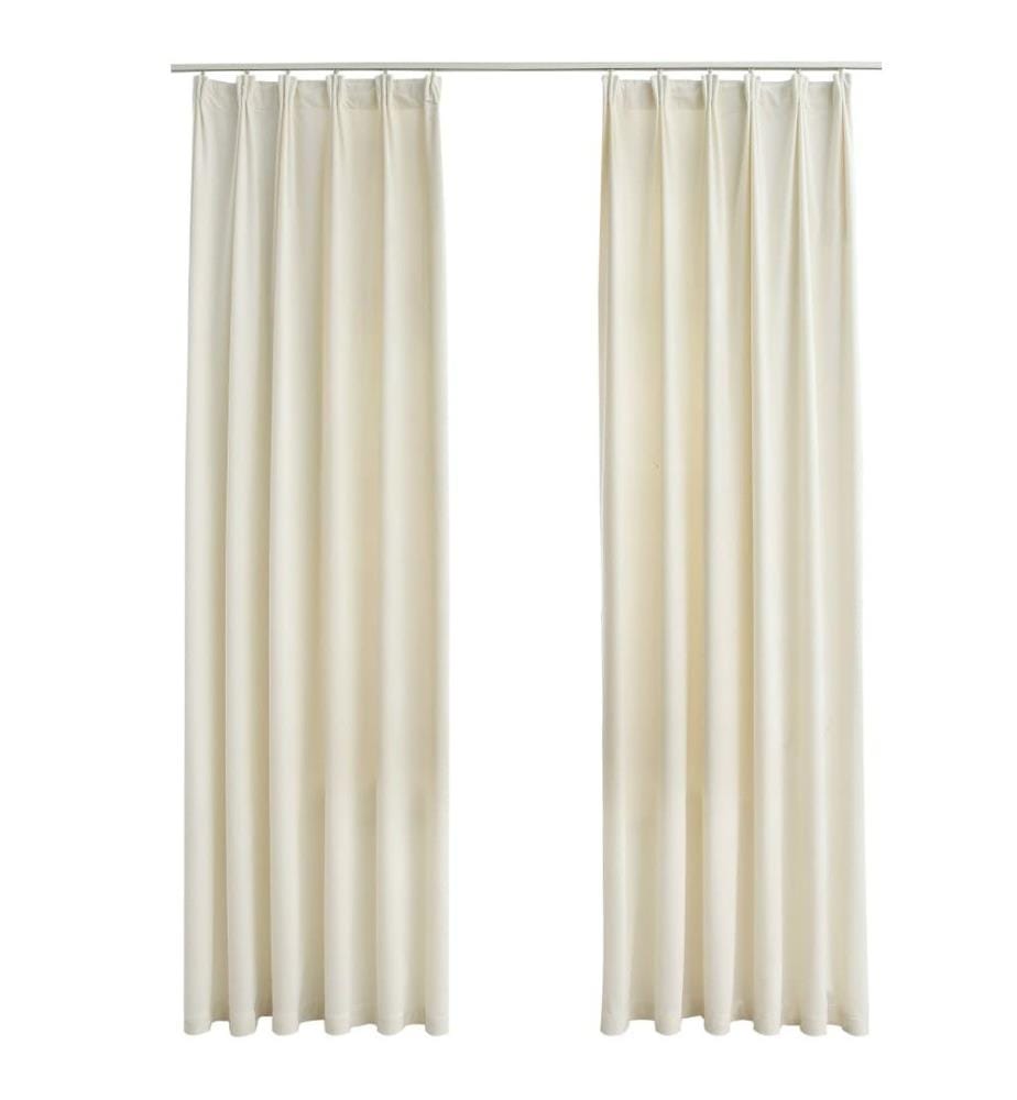 Verdunkelungsvorhänge mit Haken 2 Stk. Samt Creme 140x175cm