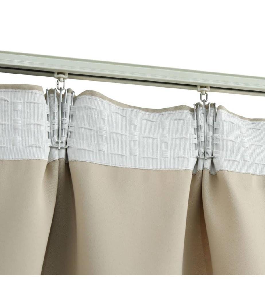 Rideaux occultants avec crochets 2 pcs Beige 140x245 cm