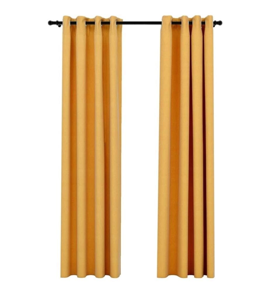 Rideaux occultants Aspect lin à oeillets 2 pcs Jaune 140x225 cm
