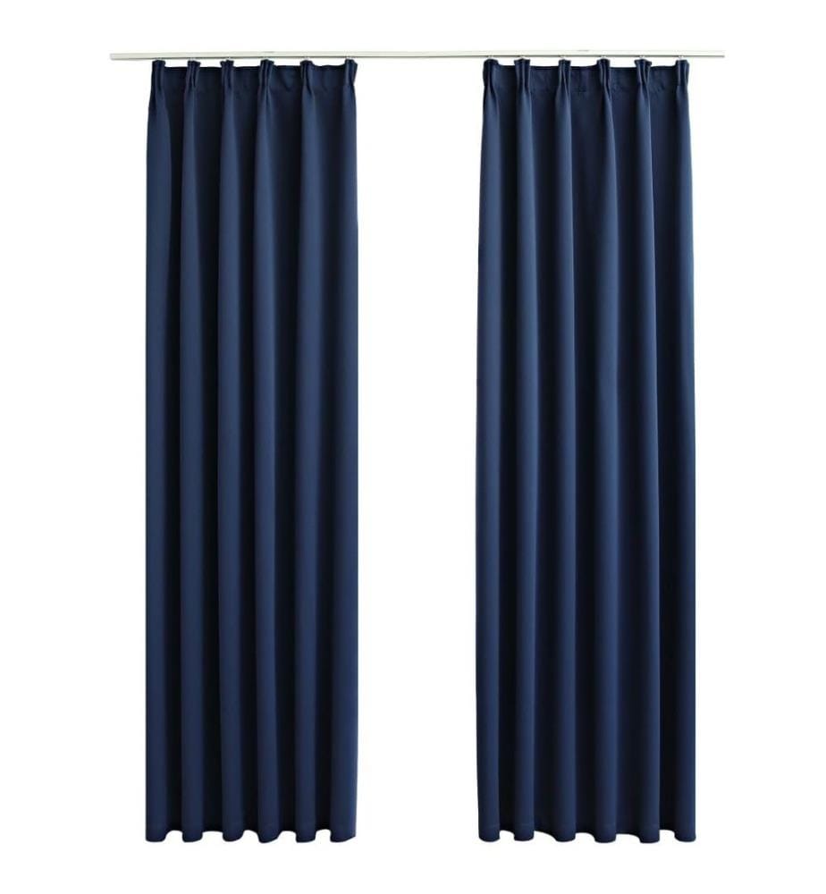 Rideaux occultants avec crochets 2 pcs Bleu 140x245 cm