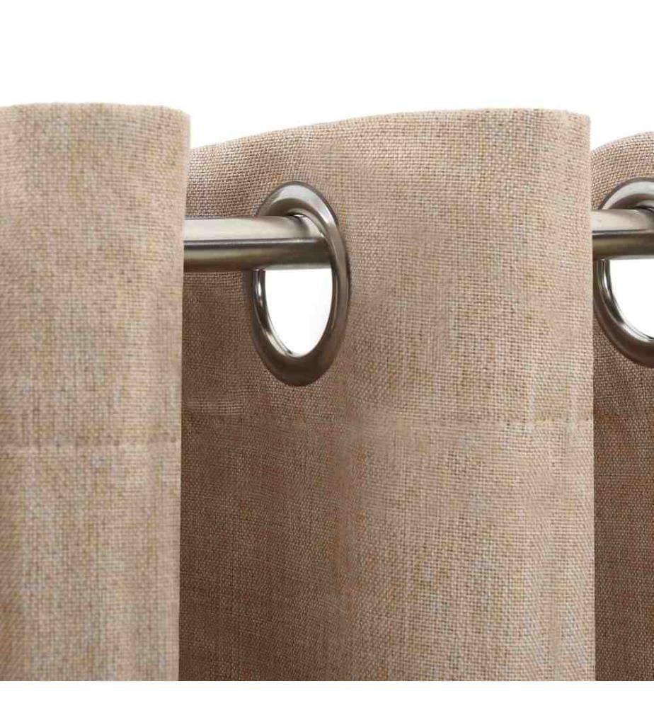 Rideaux occultants Aspect lin avec oeillets 2pcs Beige 140x225cm