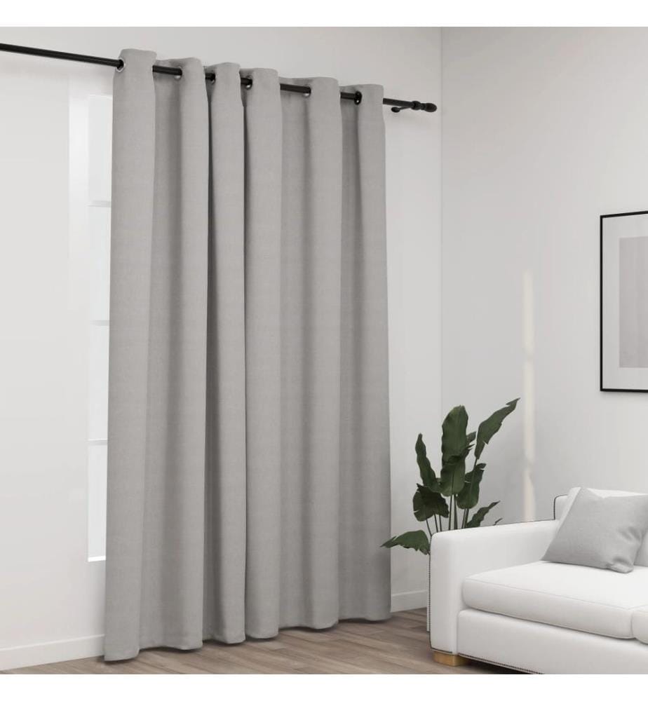 Verdunkelungsvorhang mit Ösen Leinenoptik Grau 290x245 cm