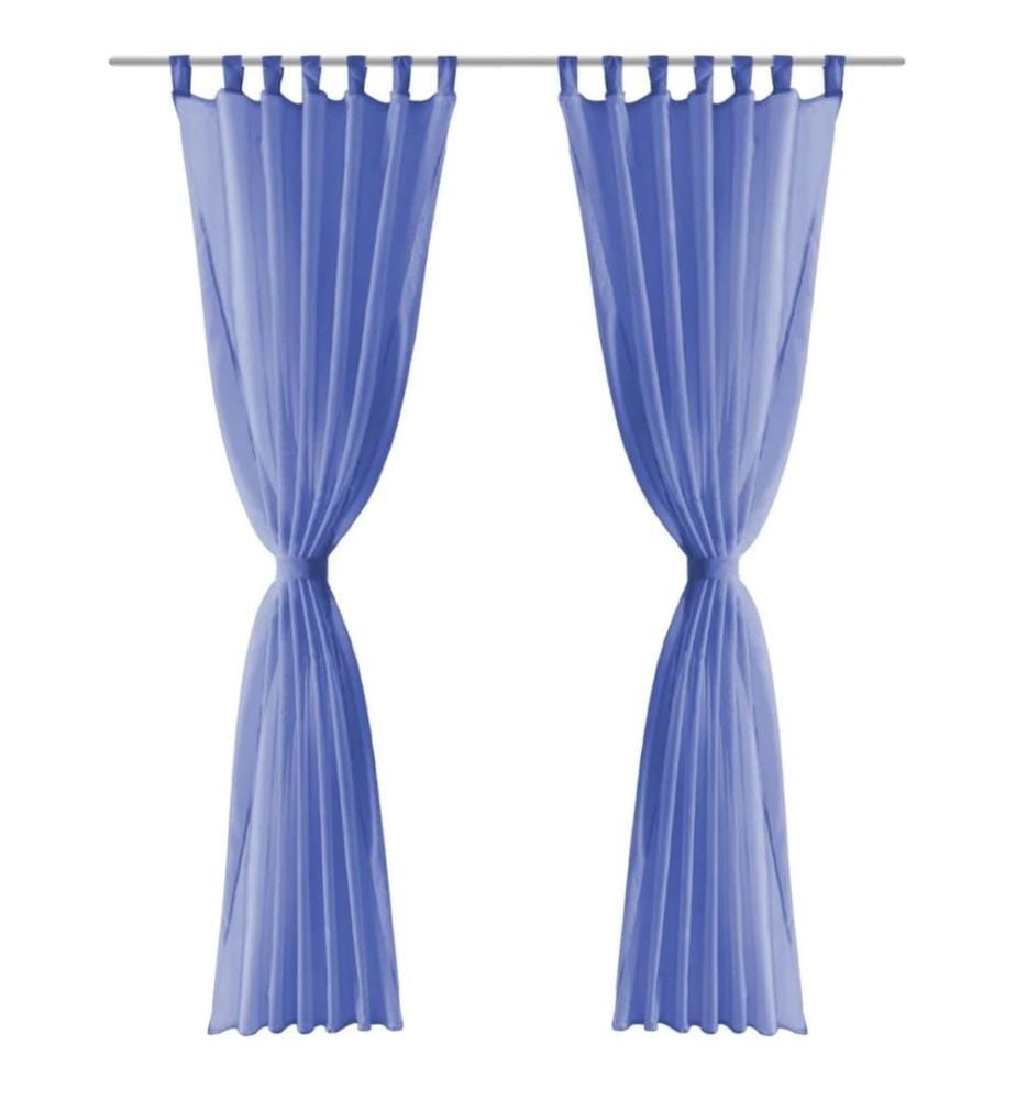 Rideau occultant 2 pcs Voile 140 x 245 cm Bleu royal