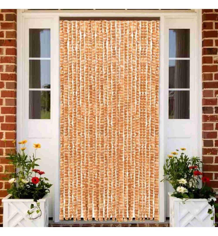 Insektenschutz-Vorhang Ocker und Weiss 100x220 cm Chenille