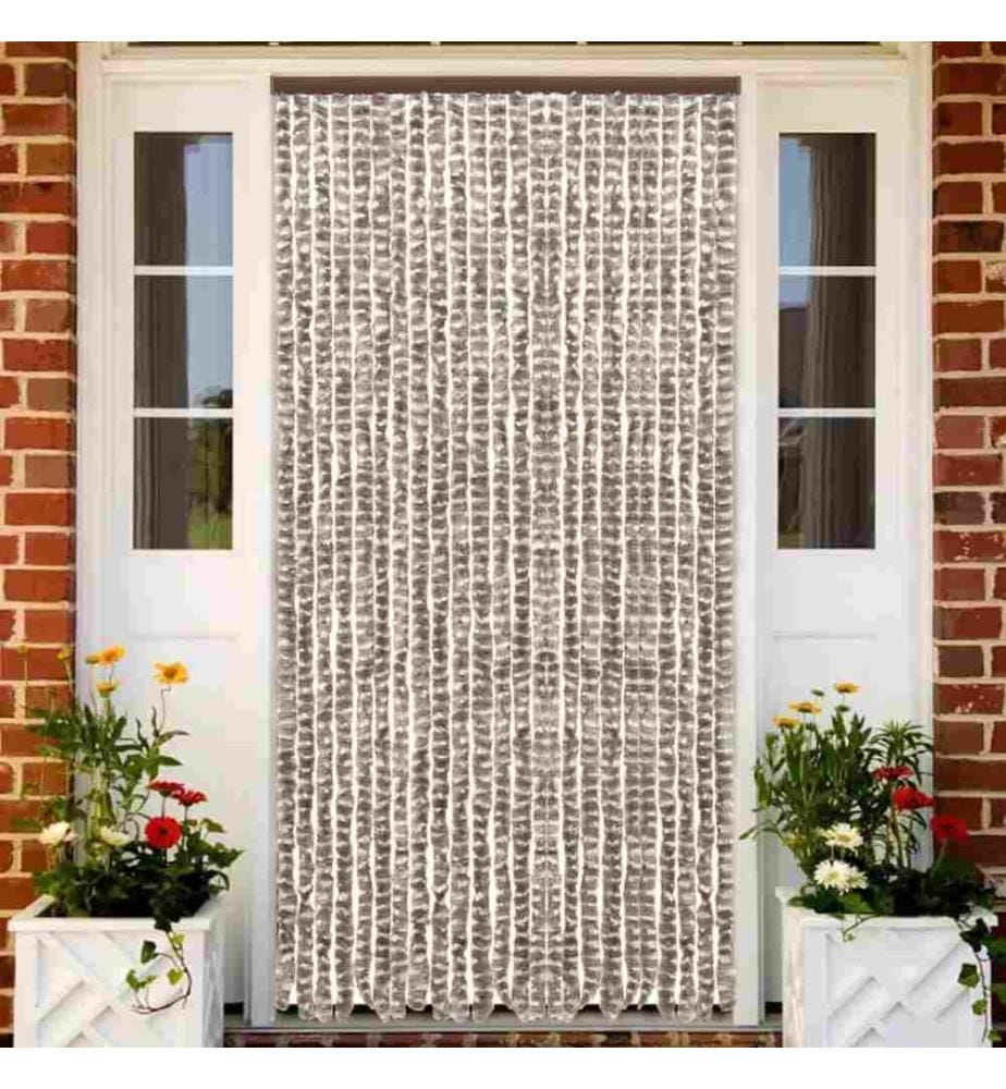 Insektenschutz-Vorhang Taupe und Weiss 100x220 cm Chenille