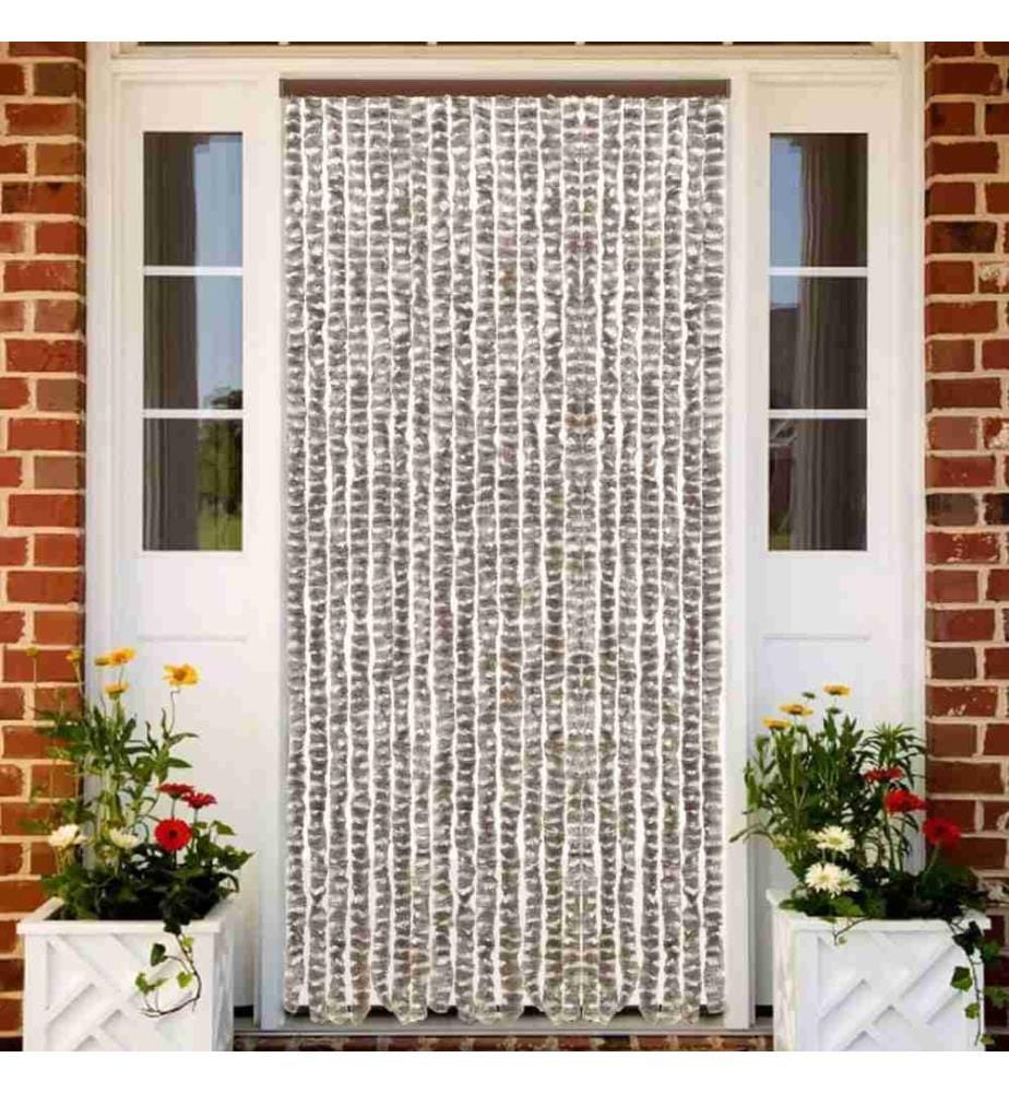 Insektenschutz-Vorhang Taupe und Weiss 90x220 cm Chenille