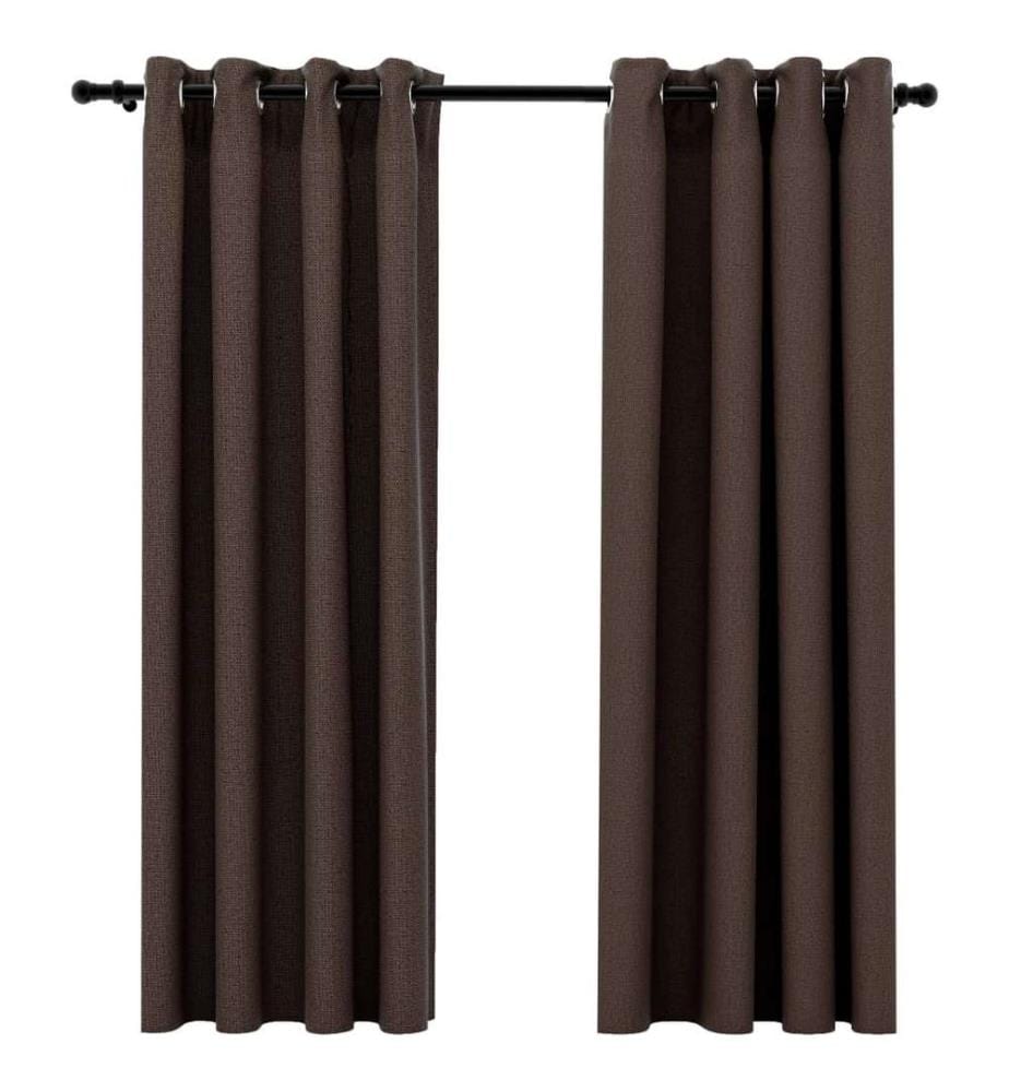 Rideaux occultants Aspect lin avec oeillets 2pcs Taupe 140x175cm