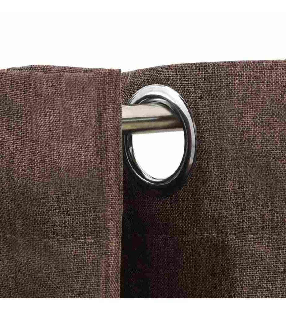 Rideaux occultants Aspect lin avec oeillets 2pcs Taupe 140x175cm