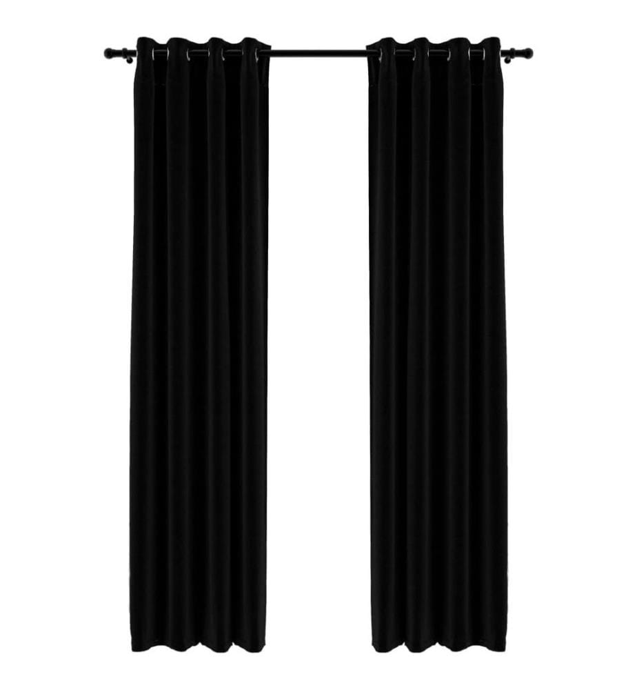 Rideaux occultants Aspect lin avec oeillets 2 pcs Noir 140x225cm