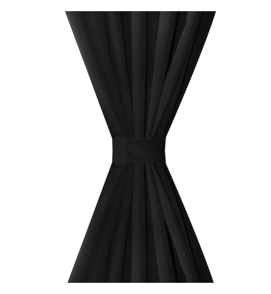 2 pcs Rideau à Passant Micro Satin Noir 140 x 175 cm