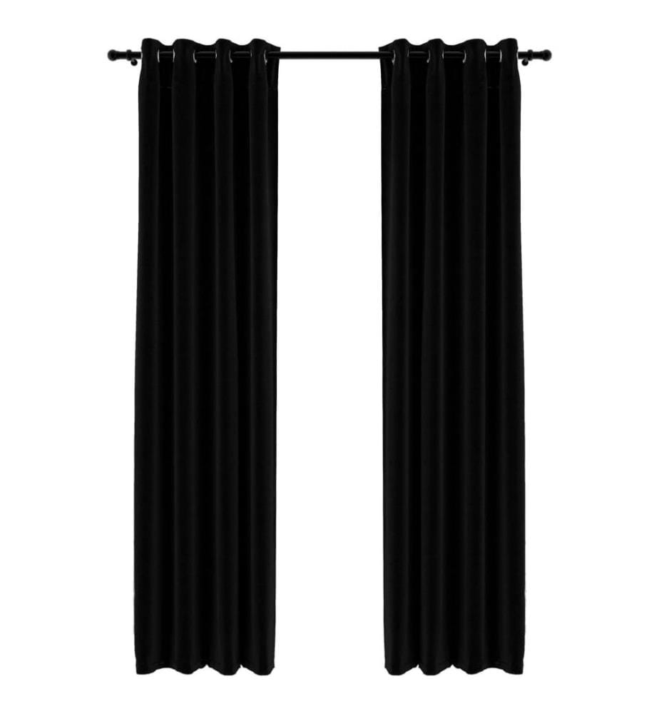 Rideaux occultants Aspect lin avec oeillets 2 pcs Noir 140x245cm