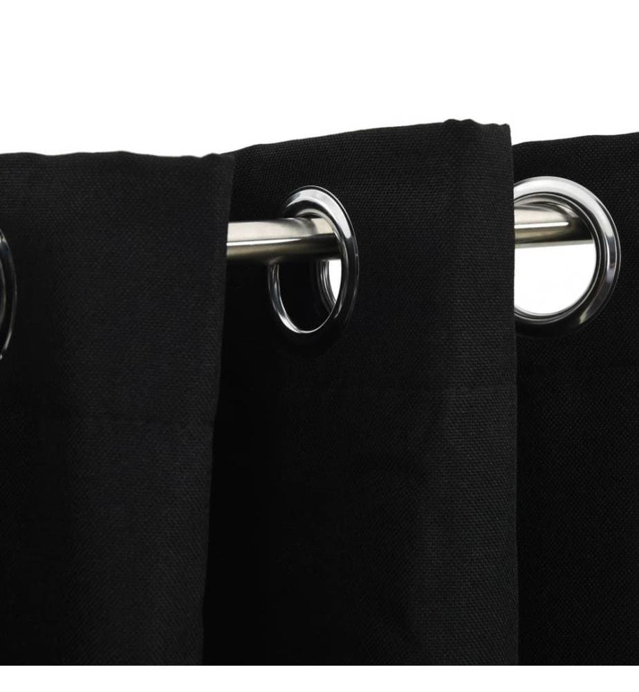Rideaux occultants Aspect lin avec oeillets 2 pcs Noir 140x245cm