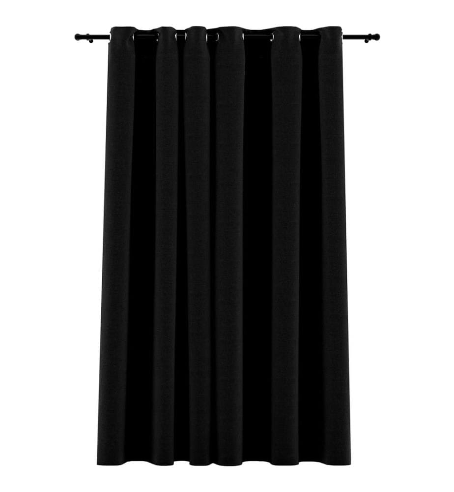 Rideau occultant Aspect de lin avec oeillets Noir 290x245 cm