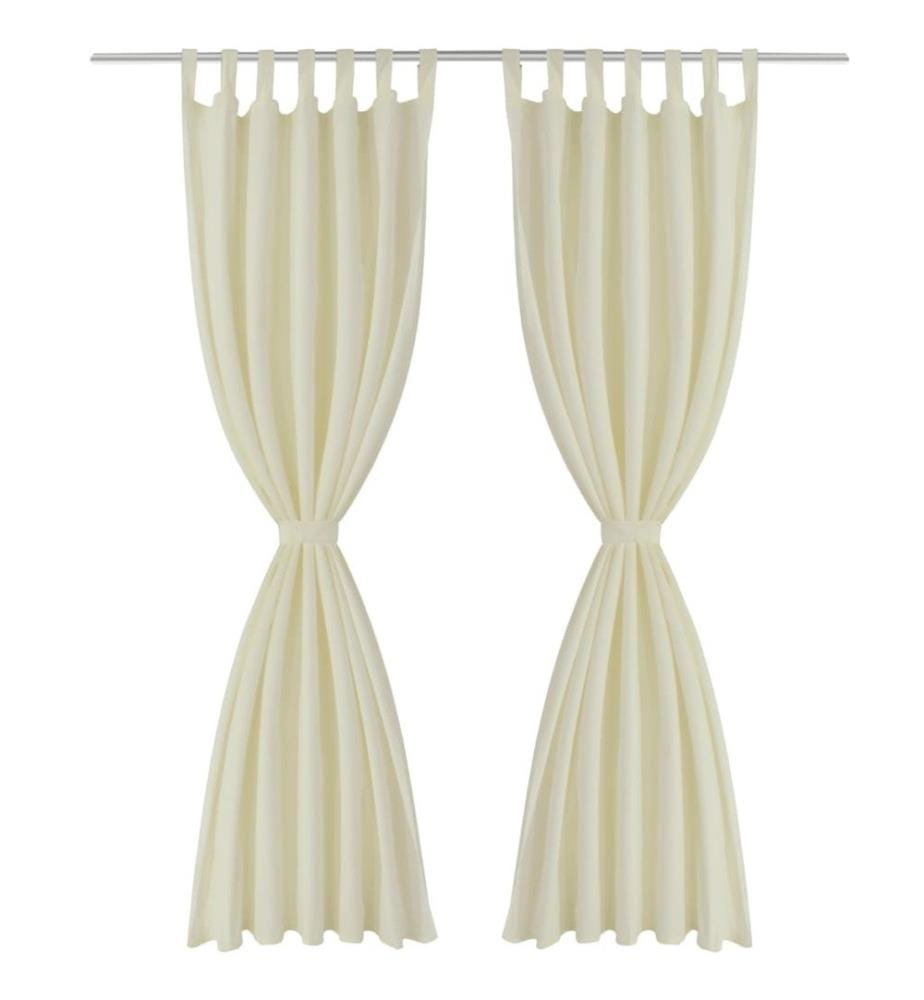 2 pcs Rideau à Passant Micro Satin Crème 140 x 225 cm
