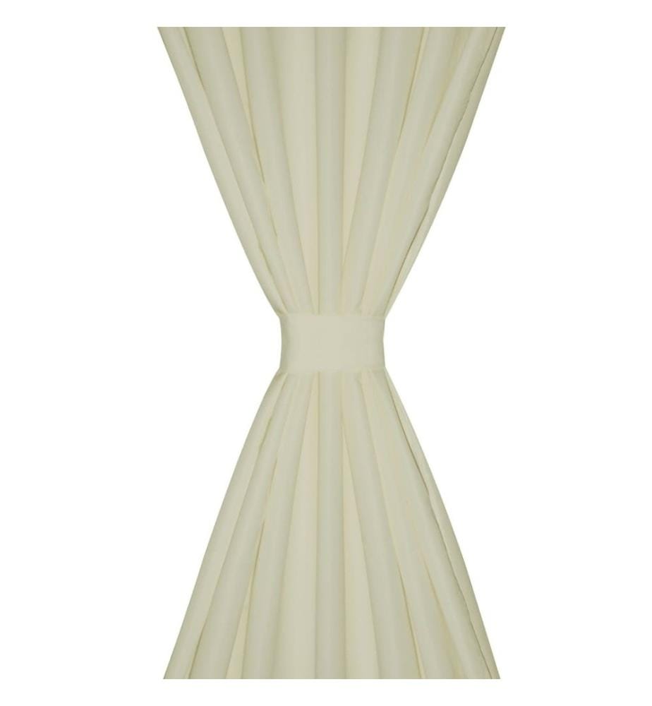 2 pcs Rideau à Passant Micro Satin Crème 140 x 225 cm