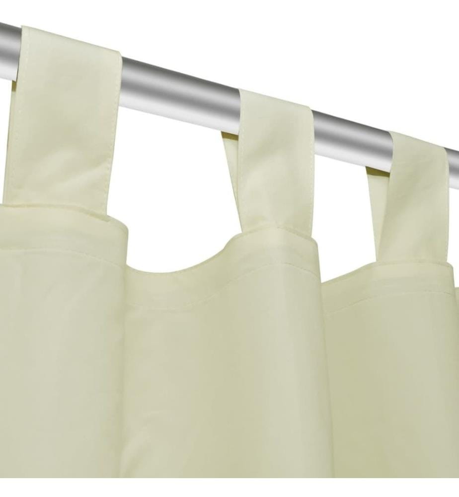 2 pcs Rideau à Passant Micro Satin Crème 140 x 225 cm