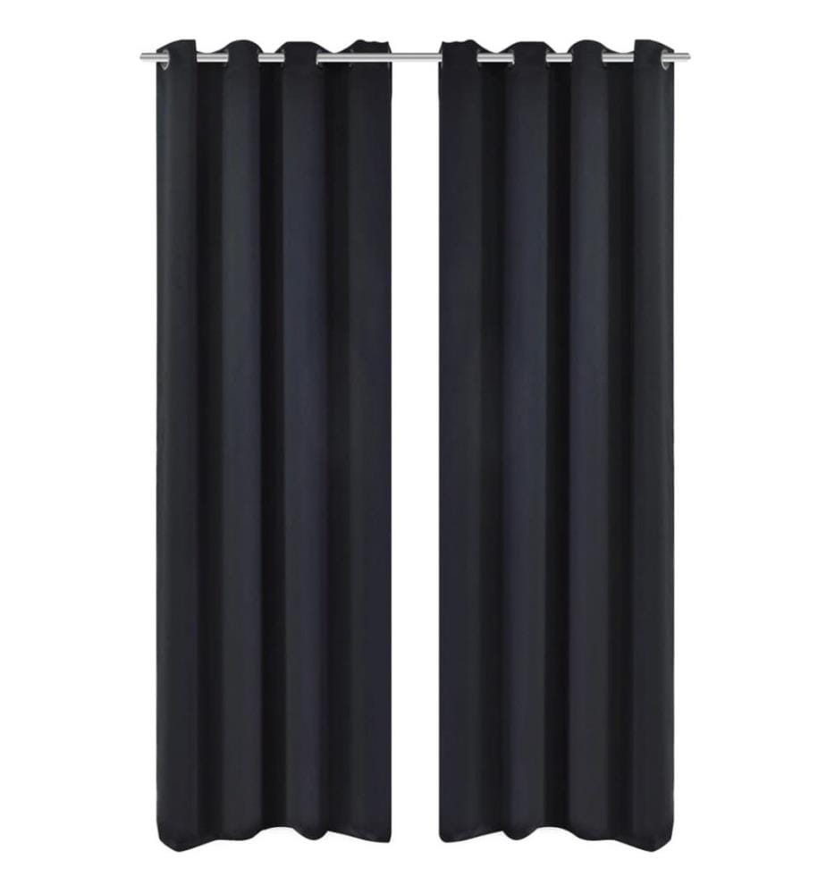 Verdunkelungs-Vorhänge mit Metallringen 135 x 245 cm Schwarz blackout