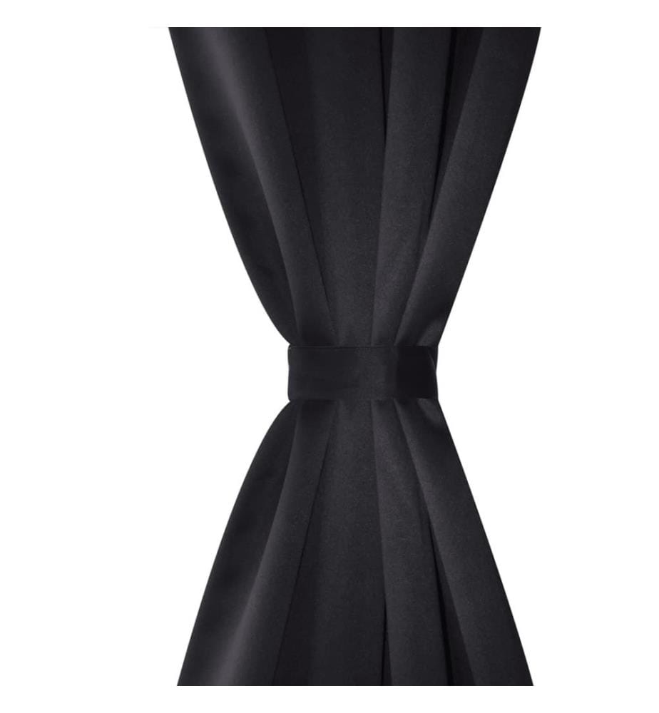 Verdunkelungs-Vorhänge mit Metallringen 135 x 245 cm Schwarz blackout