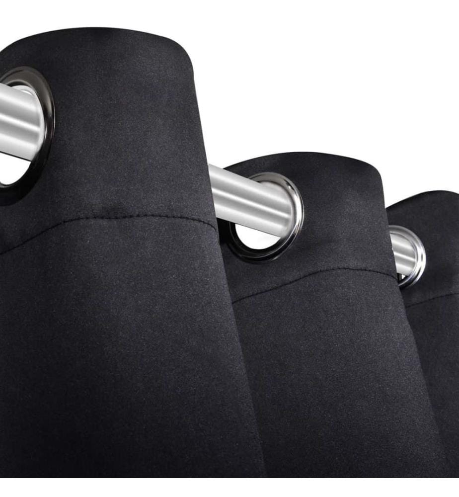 Verdunkelungs-Vorhänge mit Metallringen 135 x 245 cm Schwarz blackout
