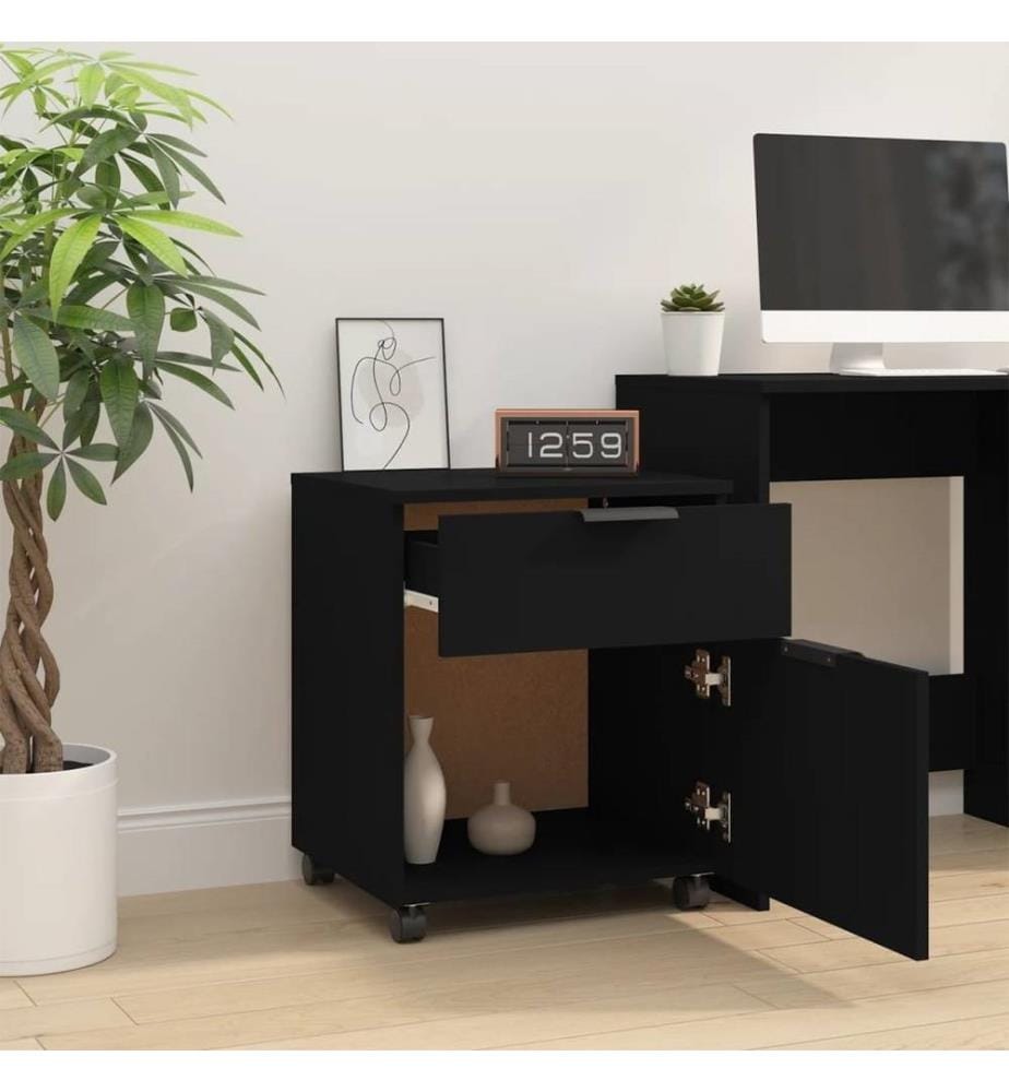 Mobiler Aktenschrank mit Rollen Schwarz 45x38x54 cm