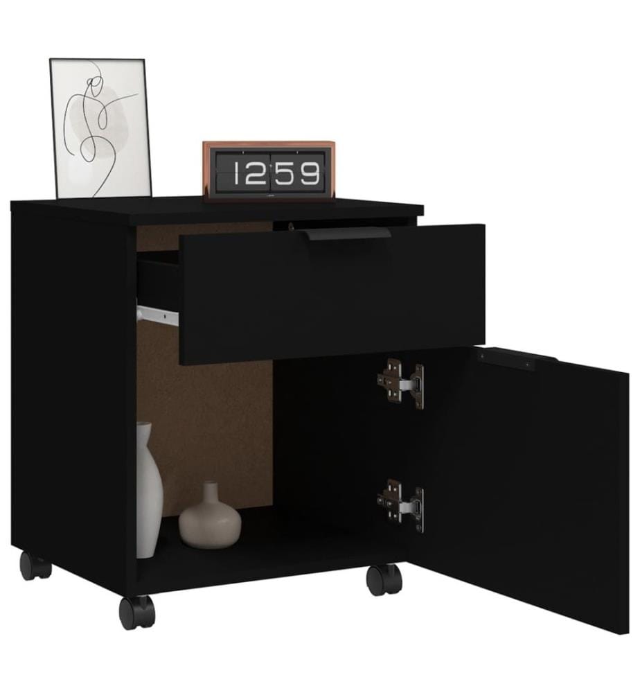 Mobiler Aktenschrank mit Rollen Schwarz 45x38x54 cm