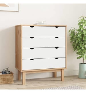 Schubladenschrank OTTA Braun&Weiss 76,5x39,5x90 cm Massivholz