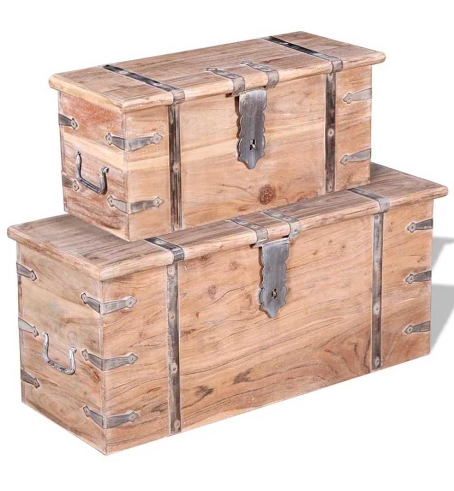 Ensemble de deux coffres de rangement Bois d'Acacia