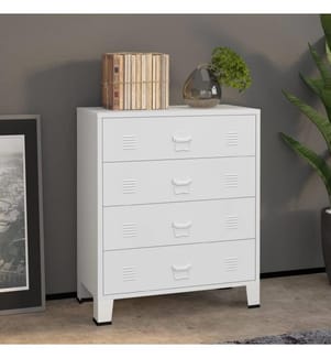 Industrial Kommode mit Schubladen Weiss 78x40x93 cm Metall