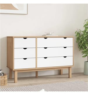 Schubladenschrank OTTA Braun & Weiss 111x42x73,5 cm Massivholz