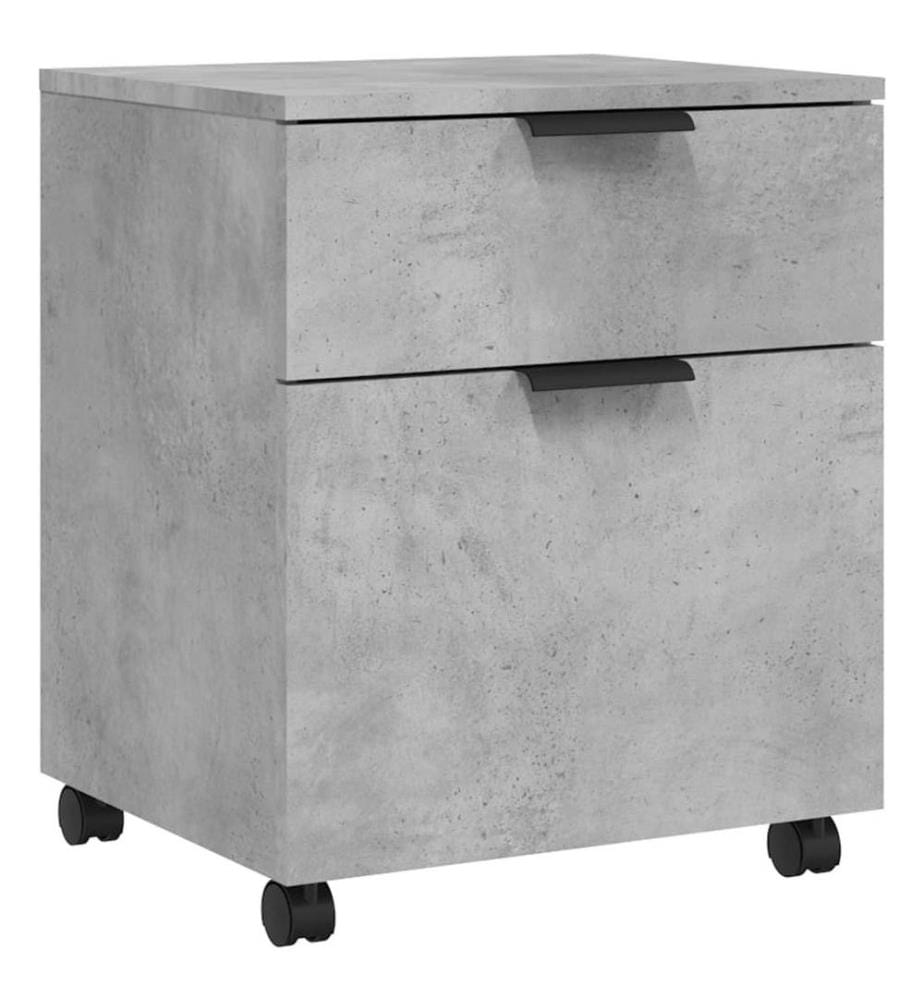 Mobiler Aktenschrank mit Rollen Betongrau 45x38x54 cm
