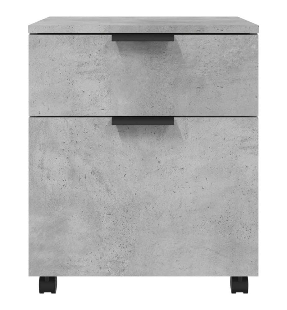 Mobiler Aktenschrank mit Rollen Betongrau 45x38x54 cm