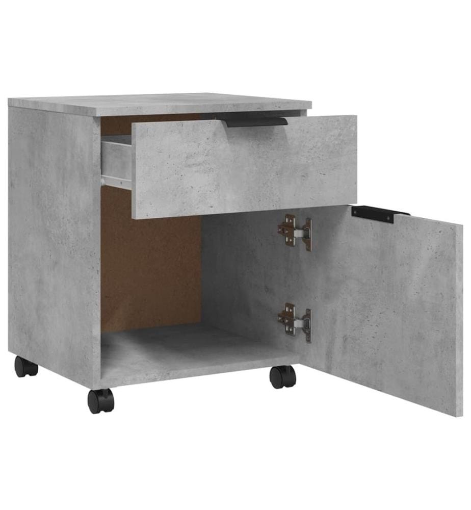 Mobiler Aktenschrank mit Rollen Betongrau 45x38x54 cm