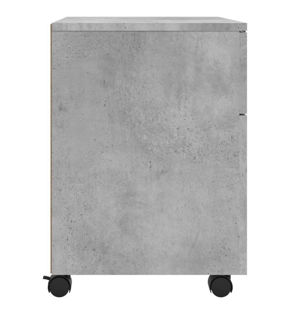 Mobiler Aktenschrank mit Rollen Betongrau 45x38x54 cm