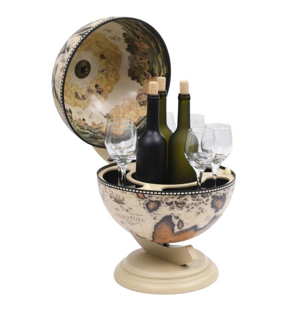 Support de vin globe de dessus de table Bois d'eucalyptus Blanc