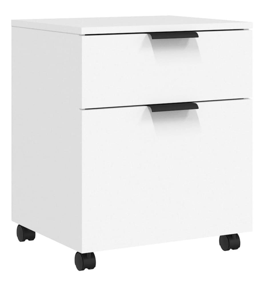 Mobiler Aktenschrank mit Rollen Weiss 45x38x54 cm Holzwerkstoff
