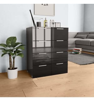 Sideboard Hochglanz-Schwarz 60x35x80 cm Holzwerkstoff