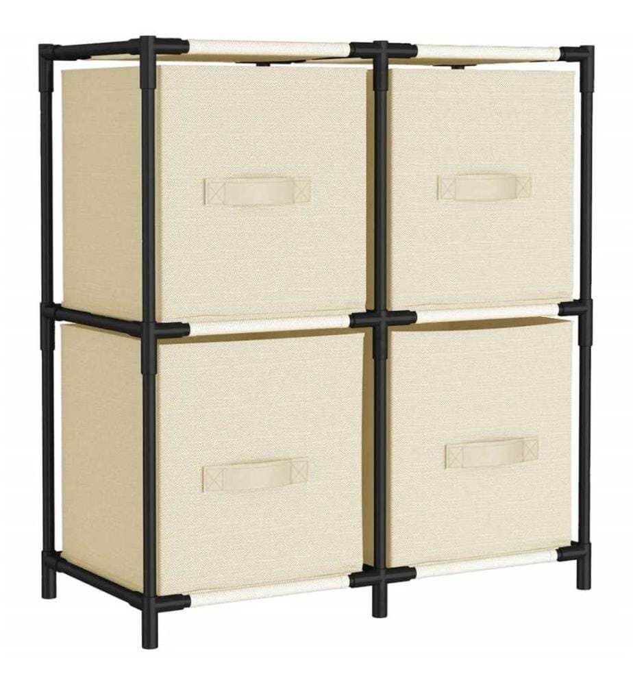 Armoire de rangement 4 paniers en tissu Crème 63x30x71 cm Acier