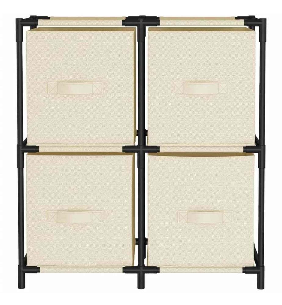Armoire de rangement 4 paniers en tissu Crème 63x30x71 cm Acier