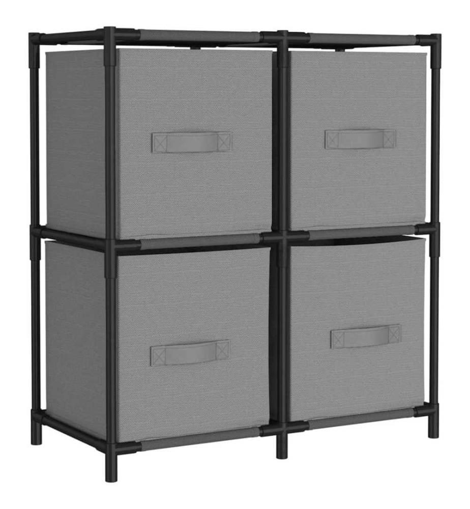Kommode mit 4 Körben aus Stoff Grau 63×30×71 cm Stahl