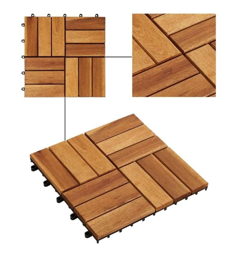 Terrassenfliesen 20er Set Akazie 30 x 30 cm