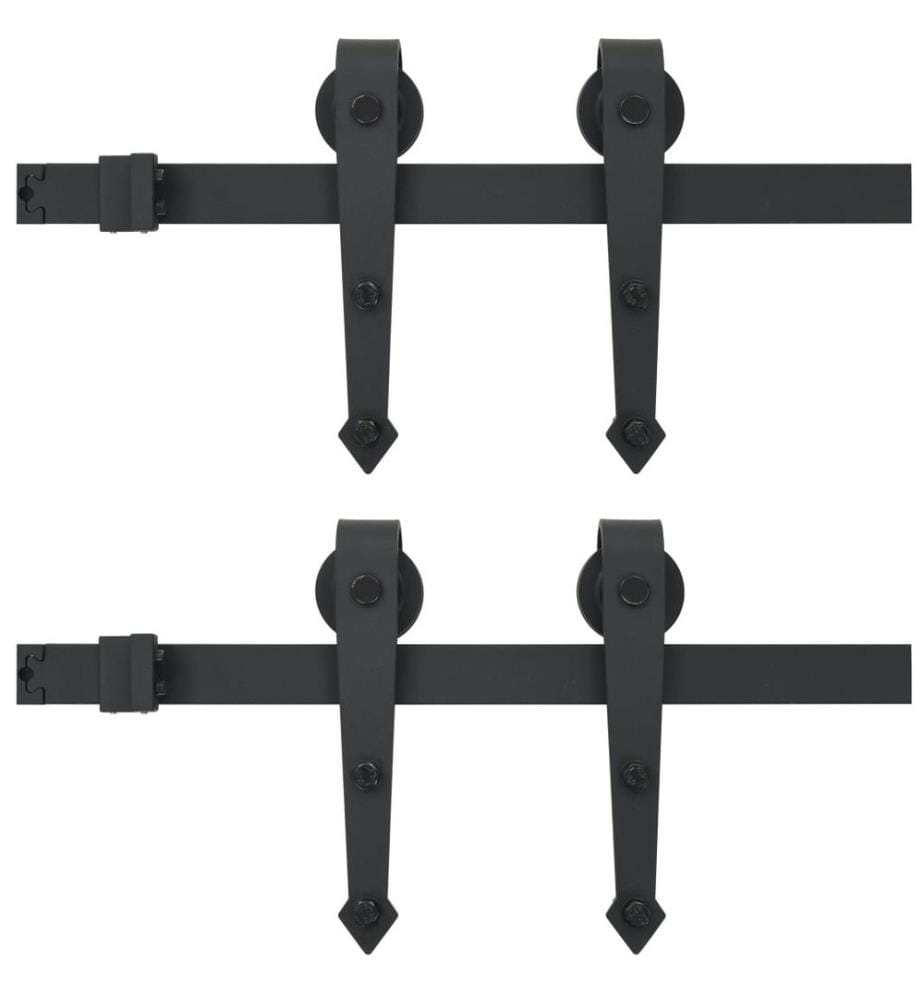Schiebetür-Beschlagsatz 2x183 cm Stahl Schwarz