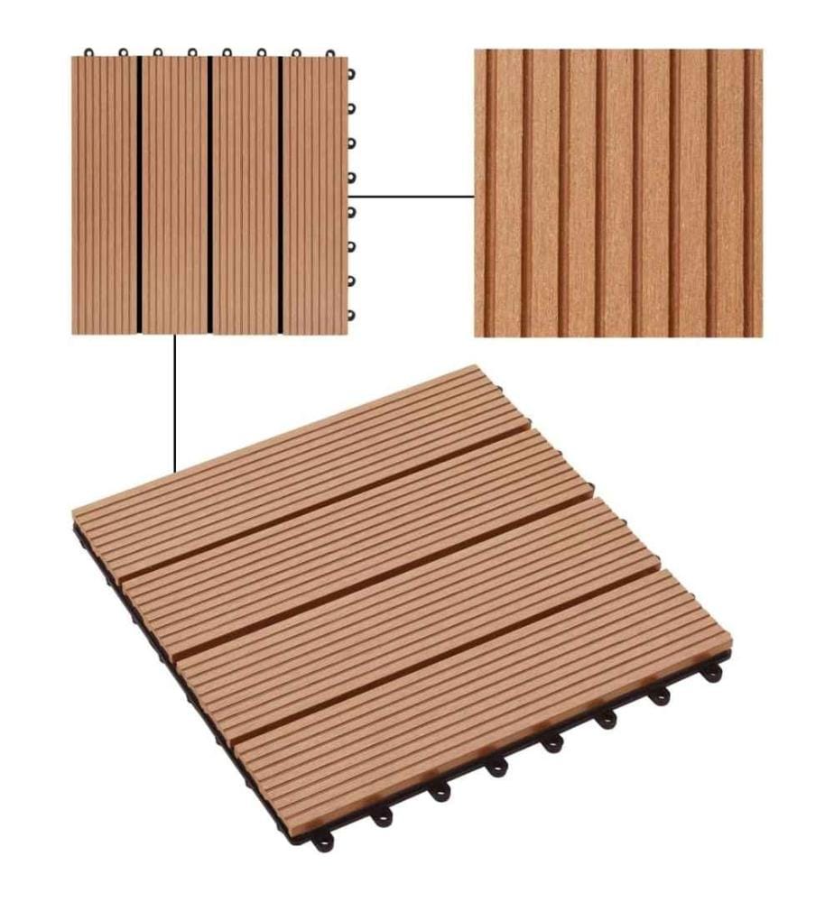 22 Stk. Terrassenfliesen 30 x 30 cm 2 qm WPC Teakholzfarbe