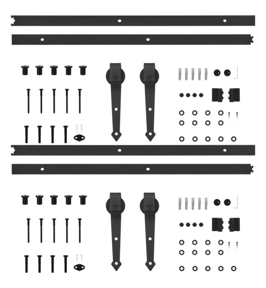 Schiebetür-Beschlagsätze 2 Stk. 200 cm Stahl Schwarz