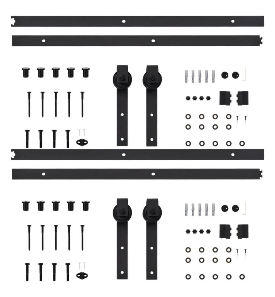 Schiebetür-Beschlagsätze 2 Stk. 183 cm Stahl Schwarz