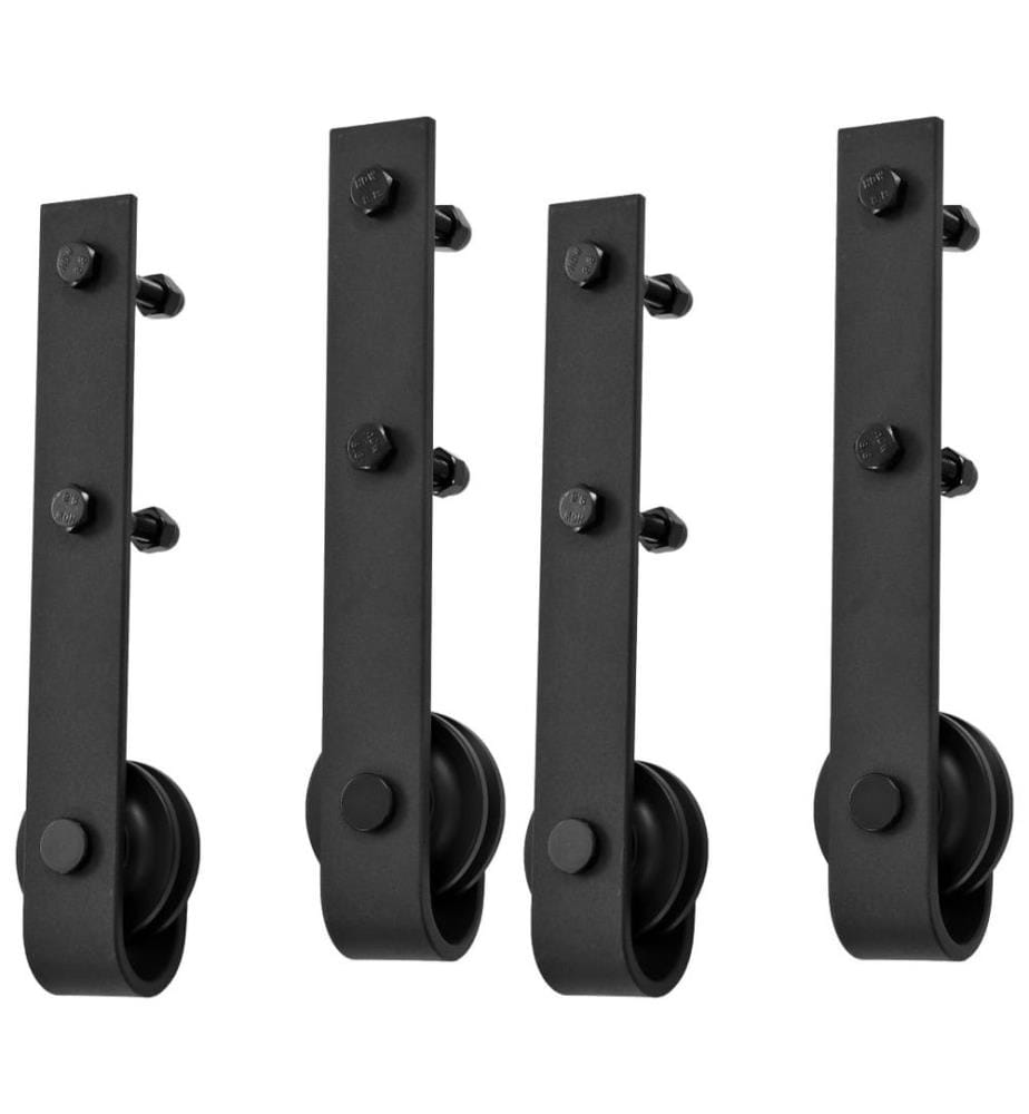 Schiebetür-Beschlagsätze 2 Stk. 200 cm Stahl Schwarz