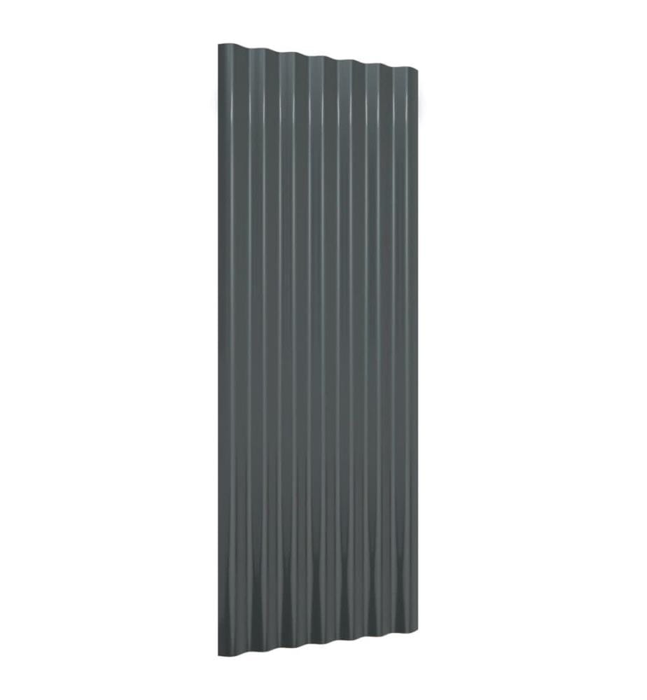Dachpaneele 12 Stk Pulverbeschichteter Stahl Anthrazit 100x36cm