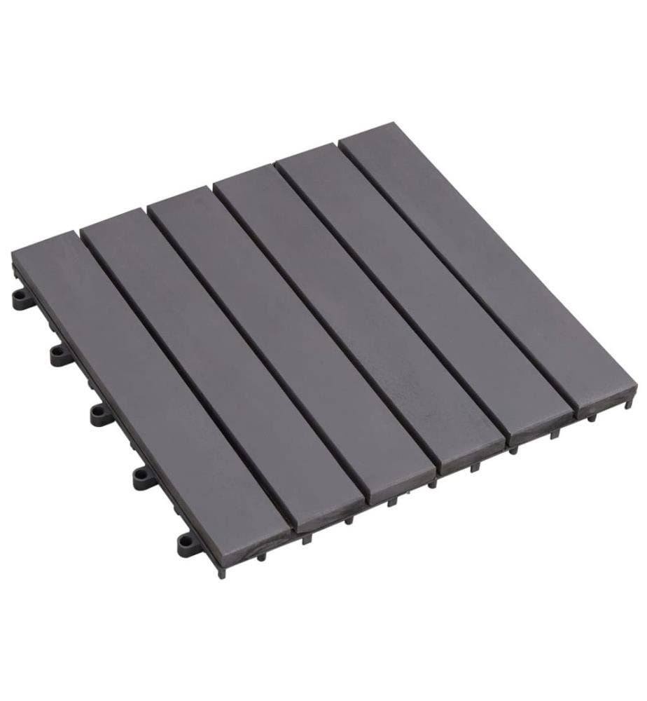 Terrassenfliesen 10 Stk. Grau 30 x 30 cm Massivholz Akazie