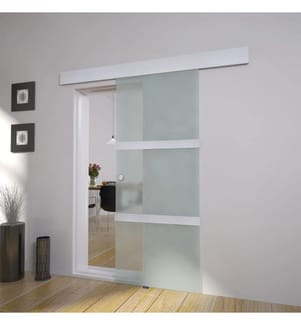 Schiebetür Glas und Aluminium 178 cm Silbern