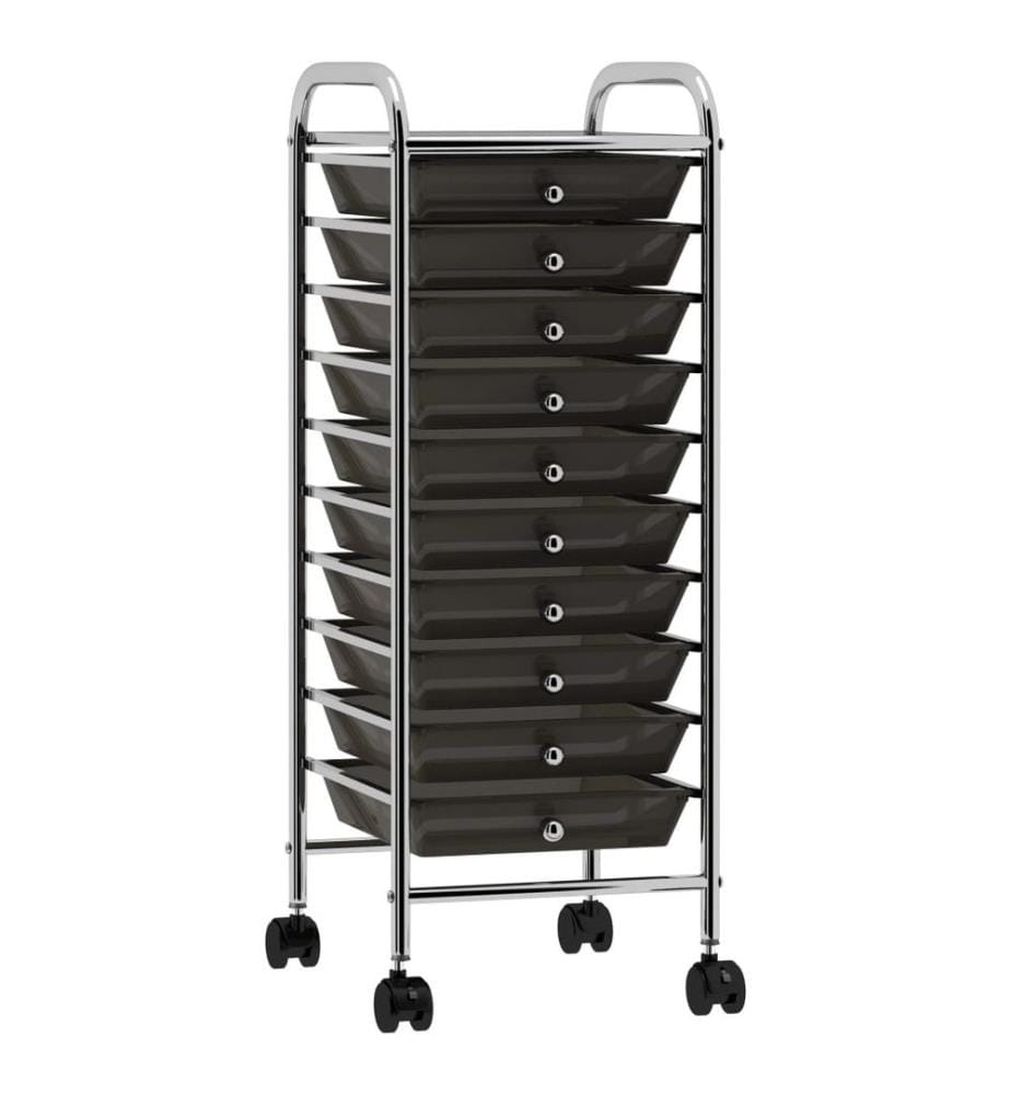 VidaXL Schubladenwagen 10 Schubladen Weiß - Rollcontainer 32x36,5x90cm