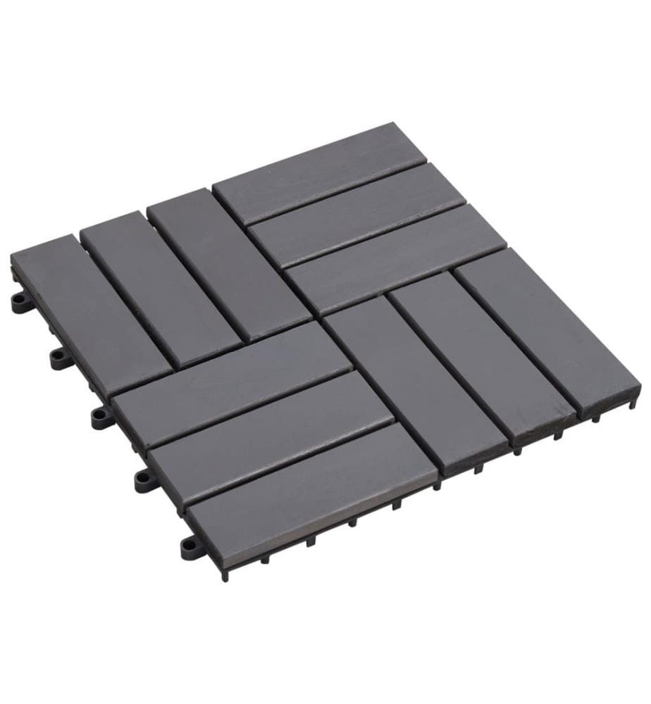 Terrassenfliesen 10 Stk. Grau 30×30 cm Massivholz Akazie